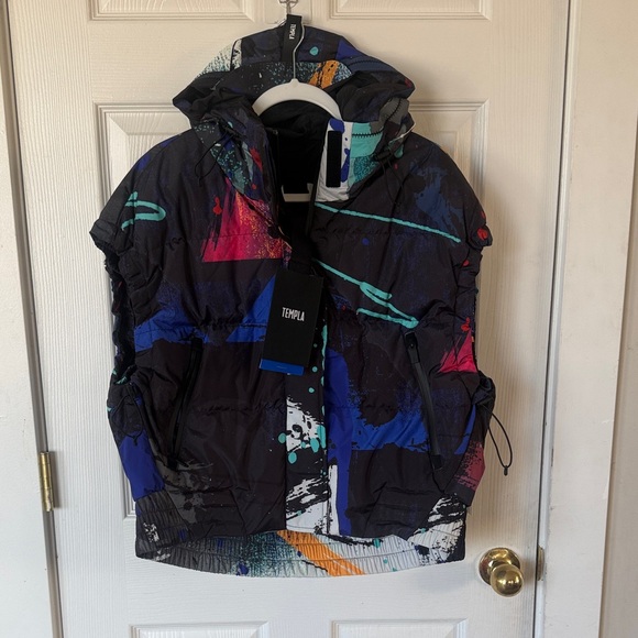 Templa Other - Templa Abstract Print Hooded Puffer Jacket - Black with Bright Accents